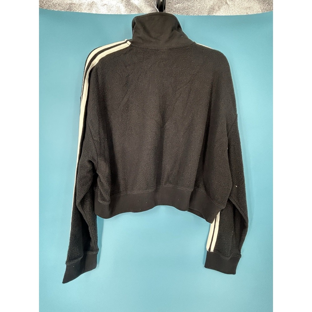 NWT Victoria's Secret Pink Black Crop Style Fleece pullover size XL - Picture 4 of 4